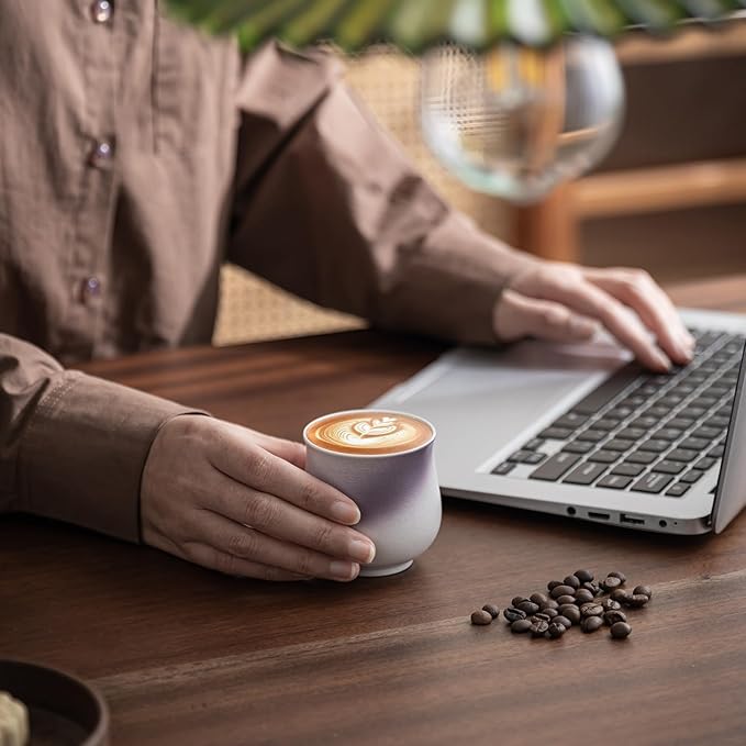 4-Oz Ceramic Espresso Cups Set - Multi-Color, Handle-Free Design for Home & Cafe | Dishwasher-Safe Stoneware Cups（Kiln turning purple,4）