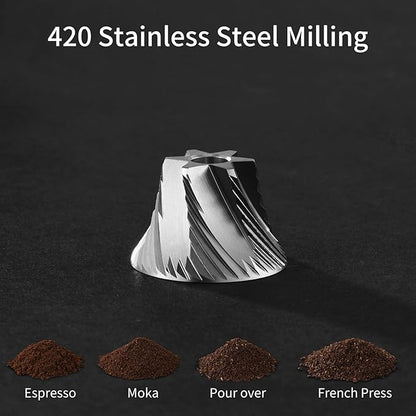 Manual Coffee Grinder by Suvykep — 6 Star Coffee Grinder Manual with 25g Capacity, CNC Stainless Steel Espresso Grinder with 55 Grind Settings — For Espresso, French Press, Pour Over (Black)