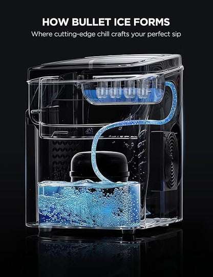 GoveeLife Smart Ice Maker Countertop, Portable Ice Machine with Voice Control, 9 Ice Cubes in 6 Minutes 3 Sizes, 26lbs/24Hrs, Self Cleaning RGB Lights, Quiet Ice Maker with Scoop for Kitchen Silver