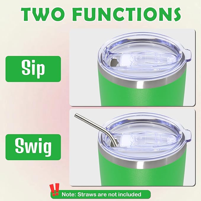 20oz Tumbler Bulk Stainless Steel Tumbler Cup with Lid Vacuum Insulated Double Wall Travel Mug, Durable Powder Coated Travel Coffee Tumbler Mug for Hot & Cold Drinks, Green,8 Pack