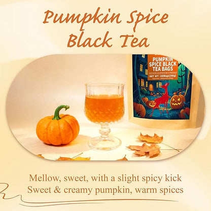 WT WEETEE Pumpkin Spice Black Tea, 100 Count Caffeinated Pumpkin Chai Tea Bags, Warm & Cozy Autumn Blend, Holiday and Fall | Halloween Tea