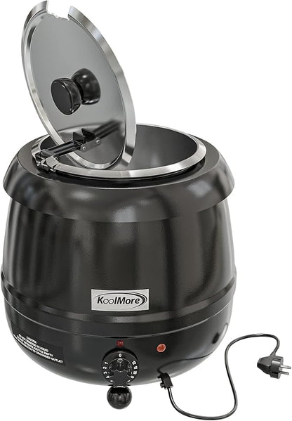 KoolMore Commercial Soup Kettle Warmer with Hinged Lid and Removable Pot Insert for Buffet, Restaurant, Party, Event, and Catering, Large 2.5 Gallon, Electric [Black] (SK-BK-3G)