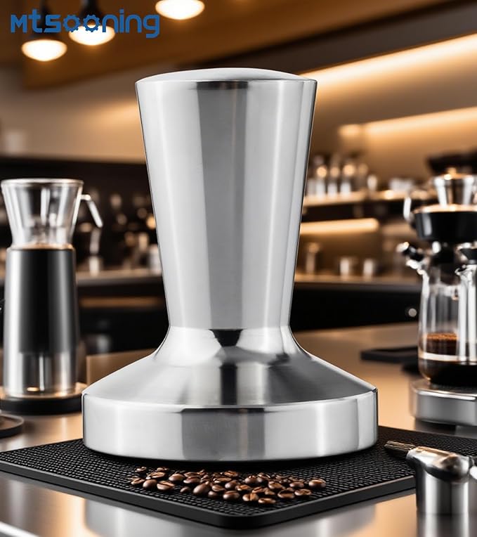 Mtsooning 40mm Coffee Tamper, Solid Stainless Steel Barista Powder Press Leveler Tool, Espresso Coffee Tamper Hammer for Coffee Grounds Machines Accessory