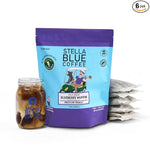 Load image into Gallery viewer, Stella Blue Cold Brew Coffee Bags, Blueberry Muffin, Medium Roast Ground Coffee, Smooth, Bold and Refreshing 100% Arabica, 6 Brew Packets, Makes 24 Cups, Rainforest Alliance Certified
