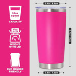 Load image into Gallery viewer, 20oz Tumbler Bulk Stainless Steel Tumbler Cup with Lid Vacuum Insulated Double Wall Travel Mug, Durable Powder Coated Travel Coffee Tumbler Mug for Hot &amp; Cold Drinks, Hot Pink,8 Pack