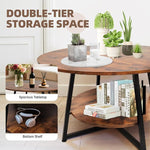 Load image into Gallery viewer, 2-Tier Circle Coffee Table with Storage Modern Circular Coffee Table 28.35in Wood Rustic Table for Living Room, Small Space, Home Office, Easy Assembly (Rustic Brown)