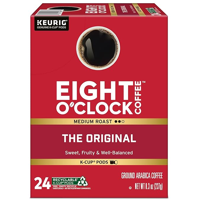 Eight O'Clock Coffee The Original Keurig Single-Serve K-Cup Pods, Medium Roast Coffee, 96 Count (4 Packs of 24)