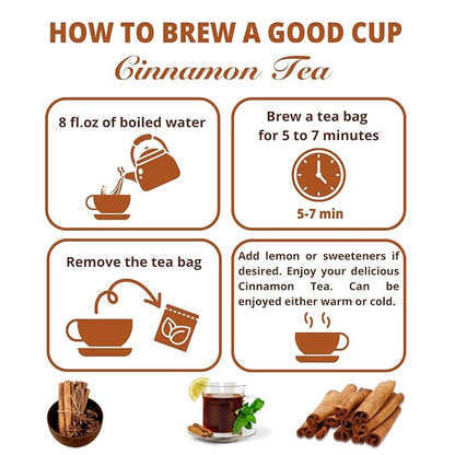 VIDA FARM 125 Cinnamon Tea Bags, 100% Natural Herbal Cinnamon Tea Bags, No Additives, No Caffeine, No Sugar