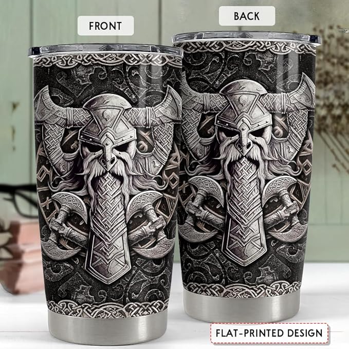 Viking Gifts for Men Viking Cup Tumbler 20oz Vikings Stainless Steel Insulated Tumblers Coffee Travel Mug Gift for Birthday Christmas