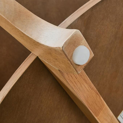 32.3” Round Coffee Table with Storage Shelf, Classic Living Room Tables with Oak Wood Veneer Tabletop, Cocktail Tea Table- with Curved Leg, 220 LBS Capacity, Easy Assembly Natural KFZ-D10040-LT