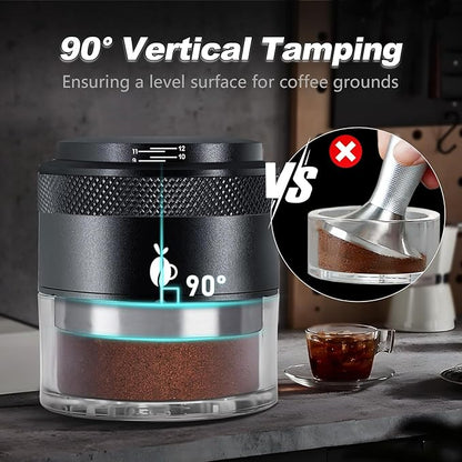 Espresso Tamper 58mm, Adjustable Depth Coffee Tamper with Calibrated Spring Loaded, 304 Stainless Steel Palm Tamper Tool, fits 58mm Portafilter Basket (Black)