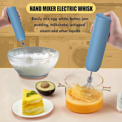 4-in-1 Electric Hand Mixer, Electric Whisk, Mini Onion Chopper 10Oz, Small Cordless Hand Blender, Milk Frother Wand for Coffee, Matcha, 4 Speed Rechargeable Food Processor for Baby Food Maker