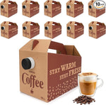 Load image into Gallery viewer, 10 Pack Disposable Coffee Box Dispensers Coffee to Go Drink Containers Insulated Hot Beverage Dispenser coffee Carrier with Handle Beverage Server for Parties Catering Take Out (96 oz)