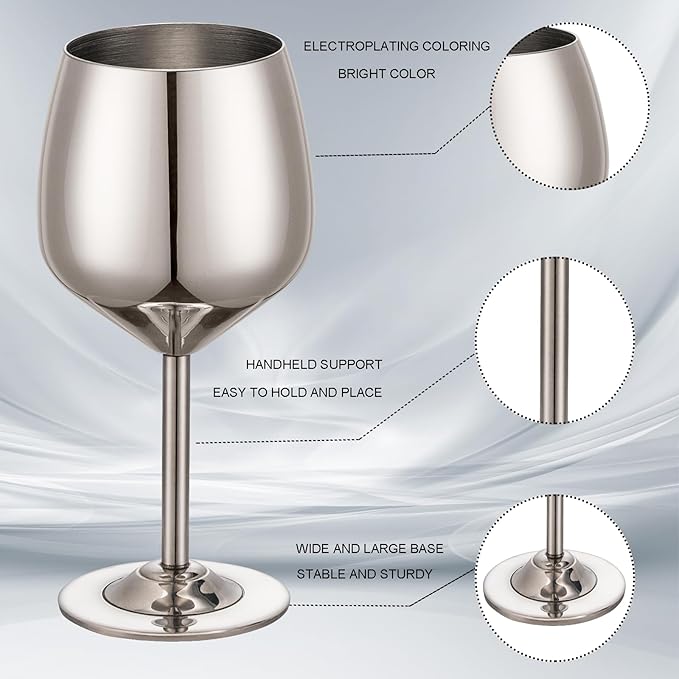 Shot Glasses, 2 oz Shot Glass Set, Stainless Steel Shot Glasses, Mini Wine Glass Perfect for Tasting Brandy,Suitable for family dinner party, bar tools, gifts(set of 2) (Silver)