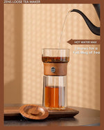 Load image into Gallery viewer, ZENS Modern Glass Infuser Teapot, One Touch Tea Maker for Loose Leaf Tea with Insulated Mug and Portable Case. Enchanted Pot Alternatives for Tea Lover Gifts
