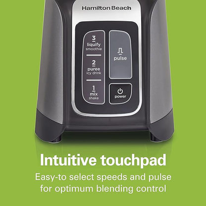 Hamilton Beach PowerMax Professional-Performance Blender for Shakes and Smoothies, Puree and Ice Crush, 48oz BPA-Free Glass Jar, 1680 Peak Watts, Stainless Steel Blades, Gray (58600J)