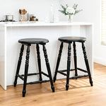 Load image into Gallery viewer, chairus 24" Black Backless Counter Height Bar Stools Set of 4, Farmhouse Wooden Counter Stools with Round Seat &amp; Turned Legs, Rustic Vintage Colonial Short Bar Chairs for Kitchen Island
