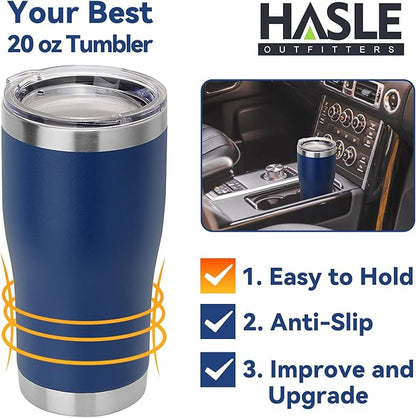 HASLE OUTFITTERS 20 oz Tumbler Bulk, Stainless Steel Tumblers with Lid, Vacuum Insulated Tumbler, Double Wall Powder Coated Cup, coffee mugs, Navy Blue, 6 Pack