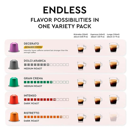 CARRARO Variety Pack - 100 Premium Espresso Pods Compatible with Nespresso Original Machines - Medium & Dark Roast Espresso Aluminum Capsules, 10 Packs - 100 Servings, Made in Italy
