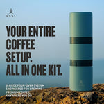 Load image into Gallery viewer, Nest Pour Over Coffee Kit | Coffee Maker for Camping | All-In-One Travel Pour Over | Transportable Dripper, Two 10oz Stainless Steel Travel Mugs | Compact Storage &amp; Adventure Ready | Everglade