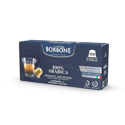 Caffe Borbone Aluminum Coffee Pods Compatible with Nespresso Original Machines, 100% Arabica, Medium Roast, Aromatic and Refined, Genuine Italian Coffee - NOT compatible with Vertuo - 100 Count