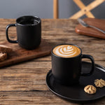 Load image into Gallery viewer, AmorArc 14oz Coffee Mugs Set of 6, Ceramic Coffee Mugs with Large Handle &amp; Wavy Rim for Latte/Hot Cocoa/Tea, Stylish Coffee Mugs for Men Women. Oven,Dishwasher&amp;Microwave Safe, Matte Black