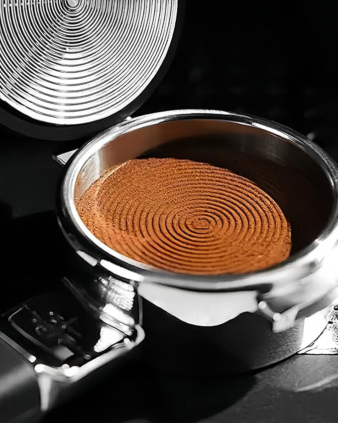 58mm Coffee Tamper with Wooden Handle –Spring Loaded Espresso Tamper, 53mm Stainless Steel Coffee Distributor, Classic Series Barista Hand Tool (58mm)