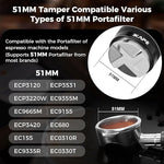 Load image into Gallery viewer, IKAPE Coffee Products, 51mm Coffee Distributor &amp; Hand Tamper, Adjustable Depth Espresso Distributor Fits All 51mm Espresso Portafilter, Compatible with Delonghi Bottomless Portafilter (Black)