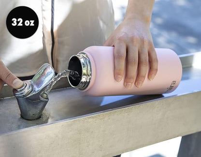 MIRA 32 oz Insulated Water Bottle - Stainless Steel Sports Flask with 2 Lids (Straw & Handle) - Cold Drink Thermo - Olive Green