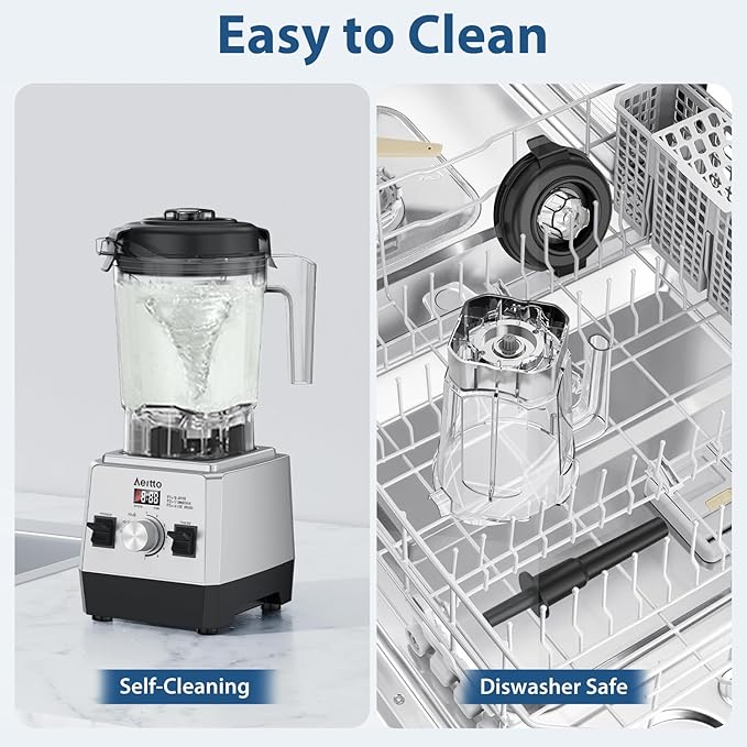 Aeitto Blenders for Kitchen with 68Oz. Large Capacity, 1800W Max Power Smoothie Blender, 3 Preset Programs & 7 Speeds, Professional Countertop Blender for Smoothies, Ice Crush, Frozen Drinks, Silver