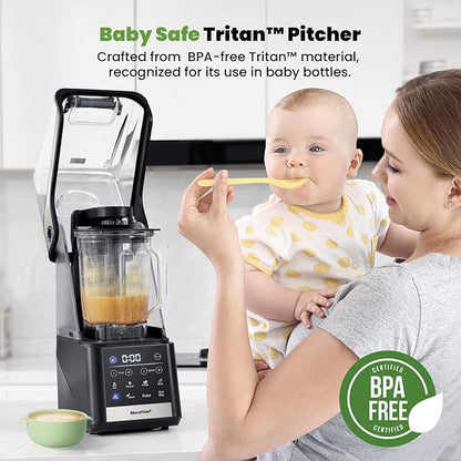 Commercial Blender, 1500W Vacuum Blender for Less Foam, Professional-Grade Quiet Shield, Kitchen Timer, 9 Speeds, 6 Programs for Smoothies, Frozen Drinks, Self-Cleaning, 64oz Bulk Production