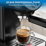 Load image into Gallery viewer, Espresso Machine, 20 BAR Pump Temperature Control, Compact Espresso Maker with Steam Milk Frother, Professional Coffee Makers for Home, Cappuccino, Latte, Gifts for Coffee Lover, Black