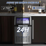 Load image into Gallery viewer, 160LBS/24H High Output - Commercial Ice Maker Machine - 55 Clear Ice Cubes/Round (11-20 Mins), 35LBS Storage, Stainless Steel Undercounter/Freestanding for Home/Bar/Outdoor