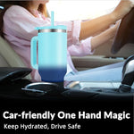 Load image into Gallery viewer, 40oz Tumbler with Handle | Insulated Stainless Steel Travel Mug | 34Hrs Cold &amp; 10Hrs Hot Retention | 100% Leakproof Lid &amp; Straw | Dishwasher Safe + Car Cup Holder Fit (Light Dark Blue Gradient)