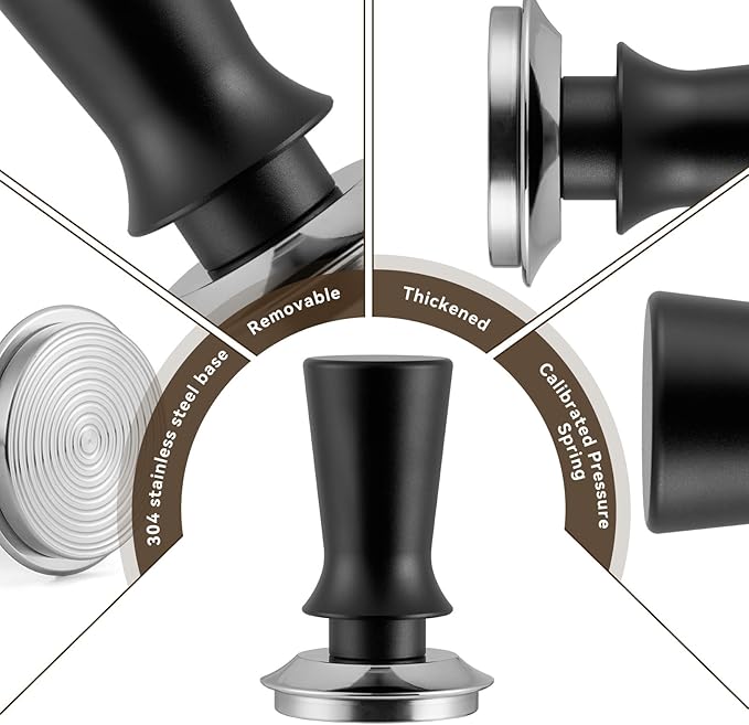 24pcs Espresso Tamper Set, Barista Tools Kit for Coffee Machine, Spring-Loaded 304 Stainless Steel Base 30lbs Coffee Calibrated Tamper Tools for Enjoying cafes Home Office hotels(58mm)