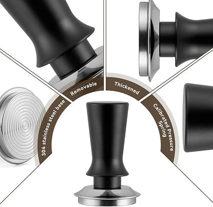 24pcs Espresso Tamper Set, Barista Tools Kit for Coffee Machine, Spring-Loaded 304 Stainless Steel Base 30lbs Coffee Calibrated Tamper Tools for Enjoying cafes Home Office hotels(58mm)