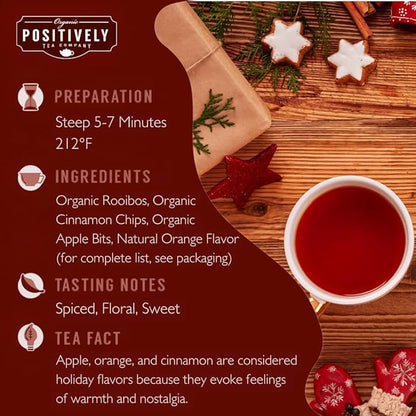 Organic Positively Tea Company, Red Christmas Rooibos Tea Bags, 20 Count