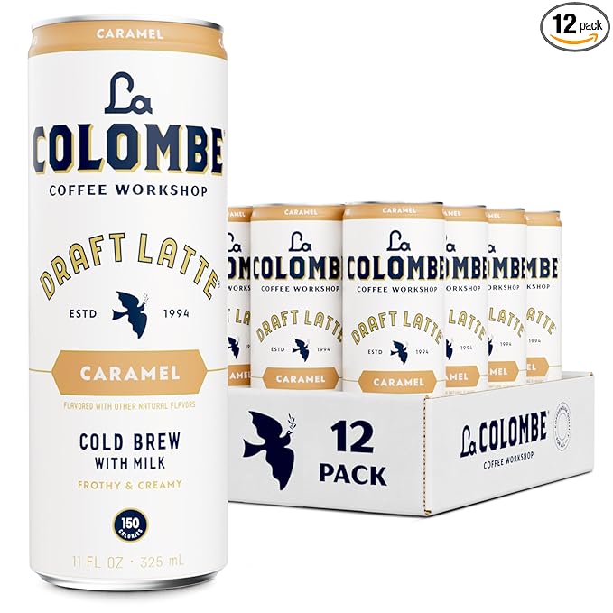 La Colombe Coffee, Caramel Draft Latte, 11 fl oz Cans (Pack of 12), Coffeehouse Quality Cold Brew, Specialty Grade Coffee Beans, Ready-to-Drink On-the-Go