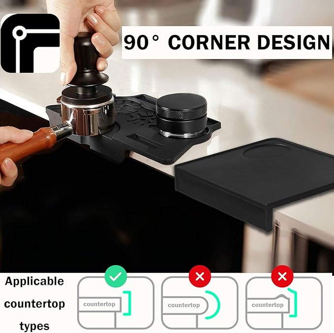 Espresso Tamping Mat - 2PCS Coffee Tamper Mat Food Grade Silicone 6mm Thick Waterproof Heat Resistant Tamp Mat Station for Espresso Machine Accessories, Multi-Use for 51/53/58mm Portafilters Matt