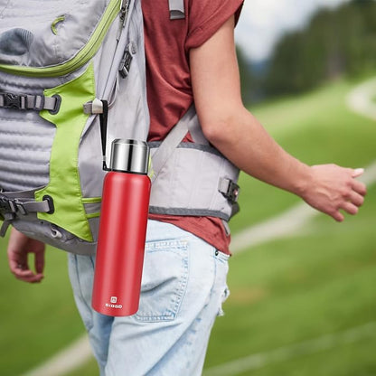 Insulated vacuum Thermo Bottle 1500ml/50.7oz with cup Stainless steel coffee bottles for hot and cold drink water flask.(Red,1500ml)