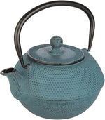 Load image into Gallery viewer, IBILI 40 Oz Azul Cast Iron Teapot | Made in Spain | Floral Design, Stainless Steel Infuser, Enameled Interior, Stovetop &amp; Induction Compatible, Japanese Kettle for Loose Leaf Tea, Tetsubin Design Blue