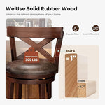 Load image into Gallery viewer, PHI VILLA 30 inch Bar Height Stools Set of 2,Swivel Wooden Barstools Tall Upholstered Faux Leather Barstool with Back,Vintage Bar Height Chairs,Dark Brown Kitchen Stools