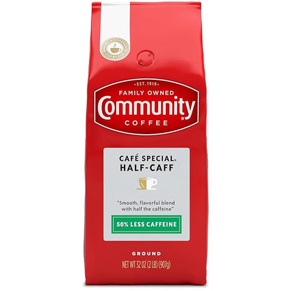 Community Coffee Cafe Special Half-Caff 32 Ounces, Medium Dark Roast Ground Coffee, 32 Ounce Bag (Pack of 1)