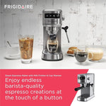 Load image into Gallery viewer, Frigidaire Steam Espresso Maker, Coffee Machine with Milk Frother &amp; Cup Warmer, 20 Bar Pressure, 34 oz Removable Water Tank, Single or Double Shot, Stainless Steel
