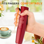 Load image into Gallery viewer, YUSWKO Red Rechargeable Milk Frother for Coffee with Stand, Handheld Drink Mixer with 3 Heads 3 Speeds Electric Stirrers for Latte, Cappuccino, Hot Chocolate, Egg