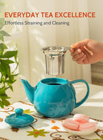 Load image into Gallery viewer, Sweese Teapot, Porcelain Tea Pot with Stainless Steel Infuser, Blooming &amp; Loose Leaf Teapot - 27ounce, Steel Blue