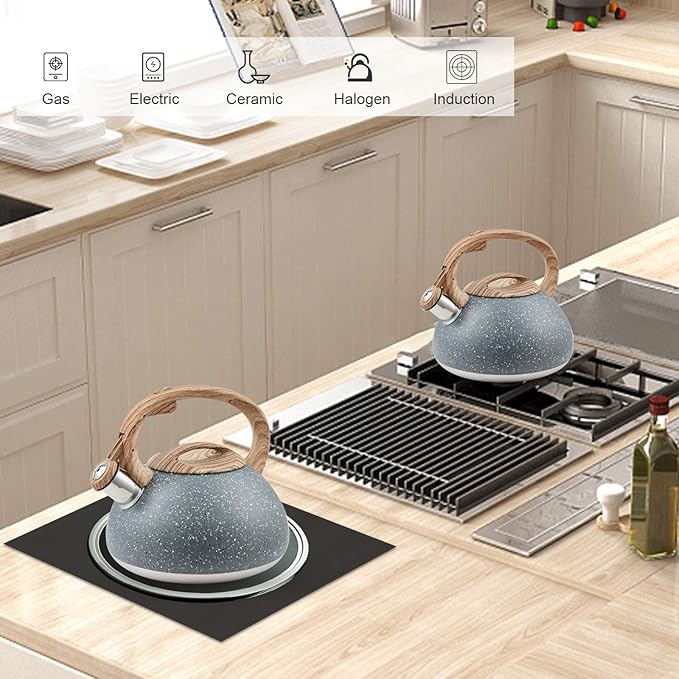 s-p Whistling Tea Kettle Stainless Steel Teapot,Teakettle for Stovetop Induction Stove Top,Fast Boiling Heat Water Tea Pot 2.2 Quart(Gray)