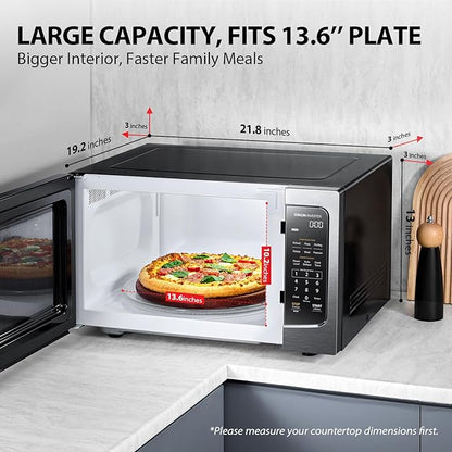 TOSHIBA ML-EM45PIT(BS) Countertop Microwave Oven with Inverter Technology, Kitchen Essentials, Smart Sensor, Auto Defrost, 1.6 Cu.ft, 13.6" Removable Turntable, 33lb.&1250W, Black Stainless Steel