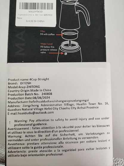 4 Cup Stovetop Espresso Maker Stainless Steel Moka Pot Stove Top Percolator Italian Coffee Makers Capable Mocha Greca Machine Cafe Classic Induction Cookers for Home and Camping 200ml 6.6oz