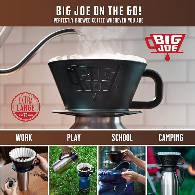 Big Joe® Large Coffee Filters (500 Count) - Tall Walled Commercial Coffee Filters (4 ¼ Inch base, 2 ¾ Inch Walls, 9 ¾ Inch Laying Flat) - Compatible with BUNN and 12-Cup Home & Commercial Machines